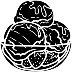 sundae illustration summer silhouette ice logo food icon dessert outline sweet cream vanilla snack chocolate cold scoop frozen flavor shape with vector graphic background