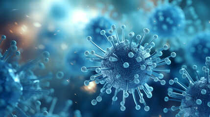 Blue viruses in infected organism background
