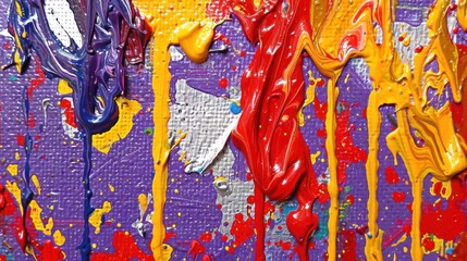Fototapeta premium Vibrant Paint Drips on Canvas Background