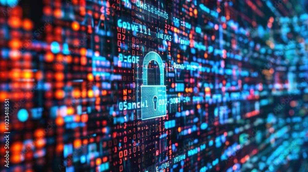 Poster digital data security lock on data streams