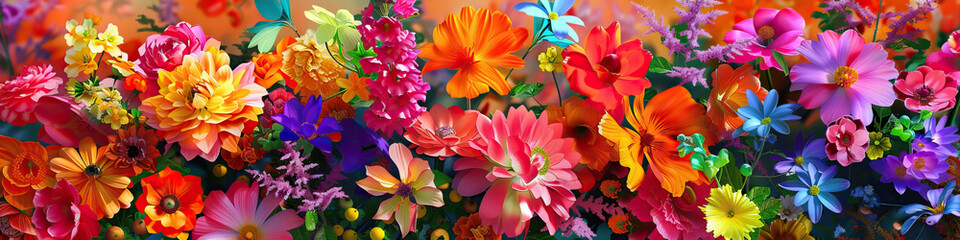 An abstract interpretation of a Mexican wedding's colorful flowers, arranged in a contemporary floral installation.