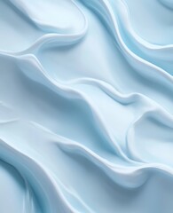 Obraz premium Close-up of light blue skincare cream texture with smooth, flowing waves, creating a soft, luxurious, and hydrating appearance. Light blue skincare cream texture with smooth waves