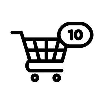 recommend clip art: Shopping cart with item counter icon line editable stroke vector illustration. Black basket icon
