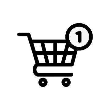 recommend clip art: Shopping cart with item counter icon line editable stroke vector illustration. Black basket icon