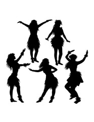 hawaiian hula girl dancer silhouette