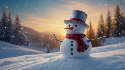 snowman of snow, winter background