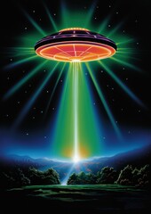 A ufo light lighting outdoors.