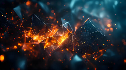 Fototapeta premium Abstract 3D Background with Glowing Polygons