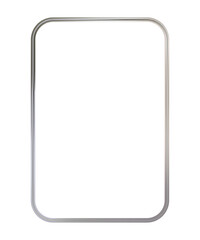 Vertical silver rectangular picture frame with rounded corners. Thin jewelry border for photo or award. Realistic shiny vector illustration with gradient mesh isolated on white background.