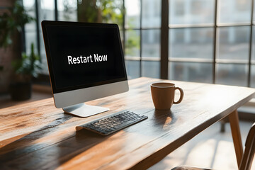 Monitor Screen Displaying ‘Restart Now’ Message | Importance of System Updates and Maintenance