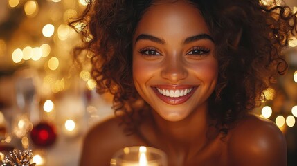 Fototapeta premium joyful multiethnic friends sharing a festive christmas dinner at home filled with laughter and warmth the scene radiates happiness celebration and the joy of togetherness during the holidays
