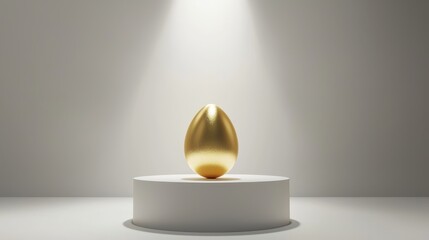 Golden Egg on a Podium in Soft Light