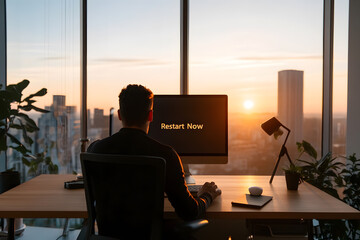 Monitor Screen Displaying ‘Restart Now’ Message | Importance of System Updates and Maintenance