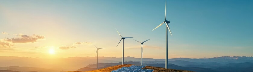 Obraz premium A dynamic landscape showcasing renewable energy sources