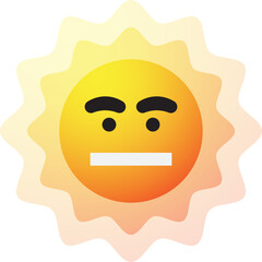 Neutral Sun Emoji, Neutral Sun Emotion Mood Icon Illustration 