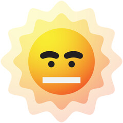 Neutral Sun Emoji, Neutral Sun Emotion Mood Icon Illustration 