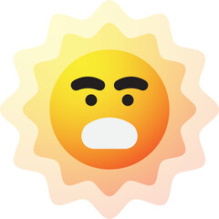 Sad Sun Emoji, Bad Mood Sun Emotion Icon Illustration