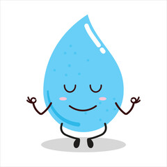 cute yoga expression of water drop cartoon character