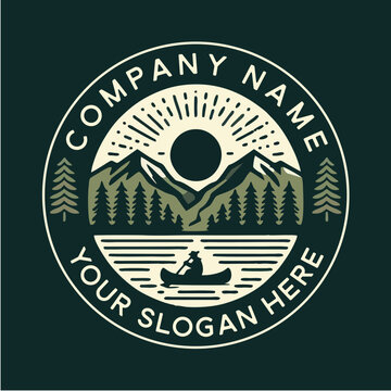 monoline Outdoor Adventure: A Journey Through Nature's Wilderness badge design