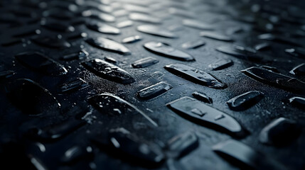 Wet Black Diamond Plate Texture - 3D Illustration