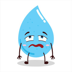 cute bored expression of water drop cartoon character