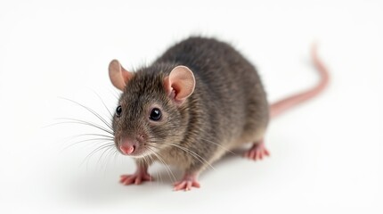 Realistic rat isolated on white background in hyperrealism style