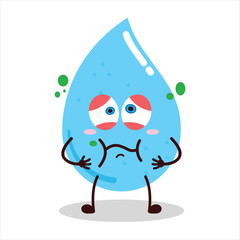 cute sick expression of water drop cartoon character