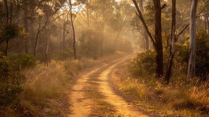 Fototapeta premium A Sunlit Path Through the Mist