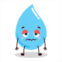cute grumpy expression of water drop cartoon character