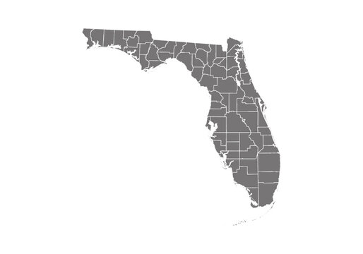 Mapa gris de Florida en fondo blanco
