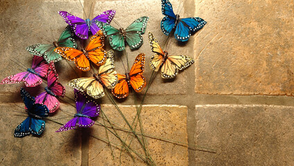 artificial wirestem butterflies suitable for floral arrangements