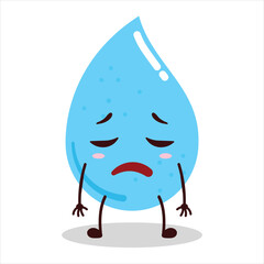 cute tired expression of water drop cartoon character