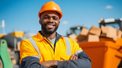Worker Completing the Task of Filling a Skip Bin | Efficient Waste Management and Clean-Up Operations