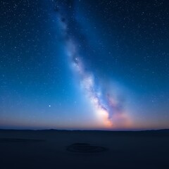 Naklejka premium Stunning Night Sky with Prominent Spiral Galaxy - Blue & White Aesthetic