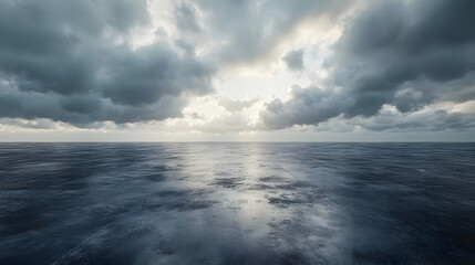 Obraz premium Cloudy Sky Over Dark Ocean Realistic Image