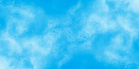 Vector blue watercolor art background with white clouds and blue sky. Light sky blue shades watercolor background. Sky Nature Landscape Background. sky background with white fluffy clouds. panorama.