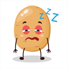 cute sleepy expression of potato cartoon character