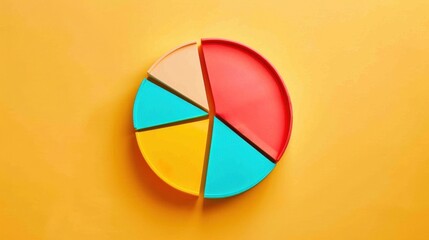 Fototapeta premium Colorful Pie Chart on Bright Yellow Background
