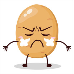 cute mad expression of potato cartoon character