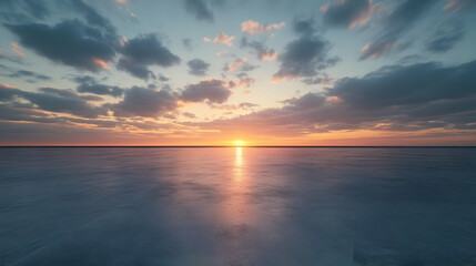 Obraz premium Sunset Sky Over Calm Water, Digital Illustration