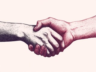 Illustration of hands shaking, symbolizing agreement, partnership, and collaboration in various contexts like business and friendship.