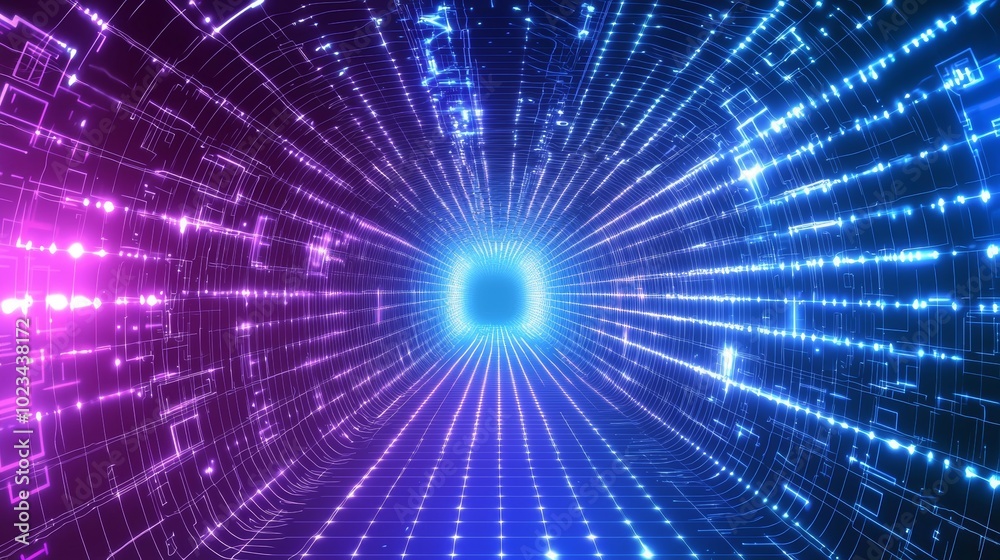 Poster an abstract technology background with lines for networks, big data, data centers, servers, internet