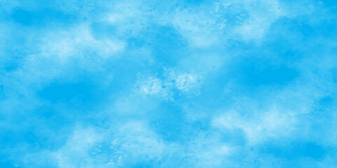 Vector blue watercolor art background with white clouds and blue sky. Light sky blue shades watercolor background. Sky Nature Landscape Background. sky background with white fluffy clouds. panorama.