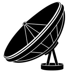 A satellite dishes silhouette vector,icon illustration on white background.