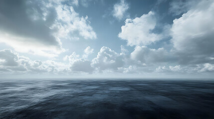 Ocean and Cloudy Sky Realistic Image