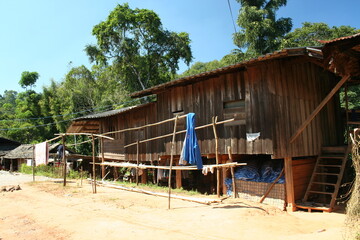 wood house in rural north of thailand