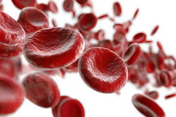 Red blood cells erythrocytes flowing through vein. Macro image of an blood cells