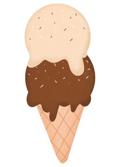 ice cream cone chocolate and vanilla 