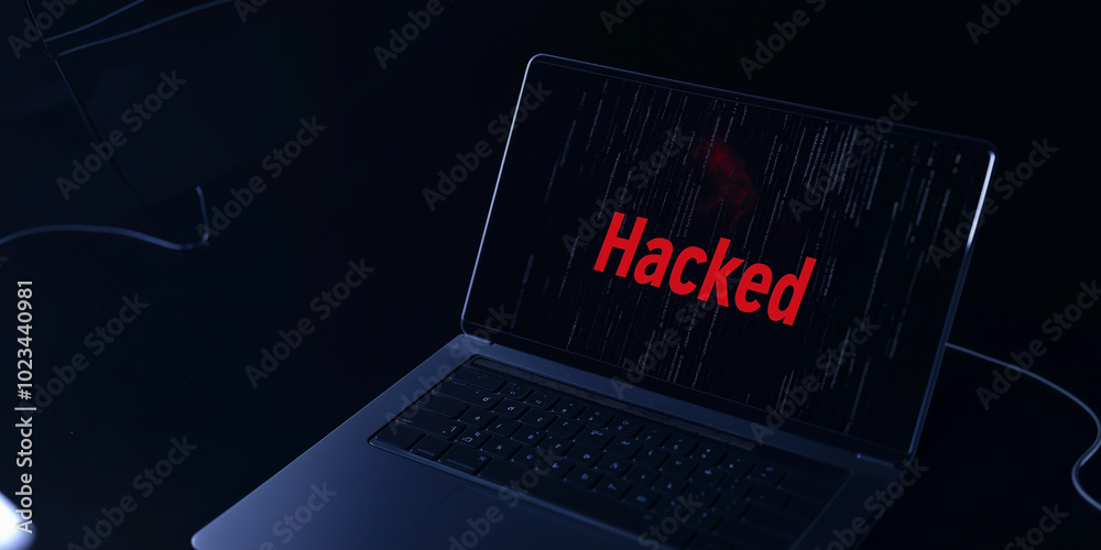 Leinwandbilder Laptop computer displaying hacked message on the screen