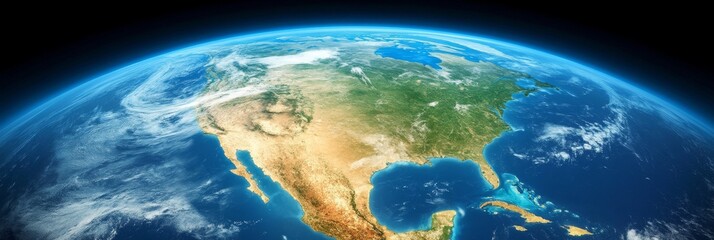 Detailed View of Earth from Space Focusing on North America and Mexico